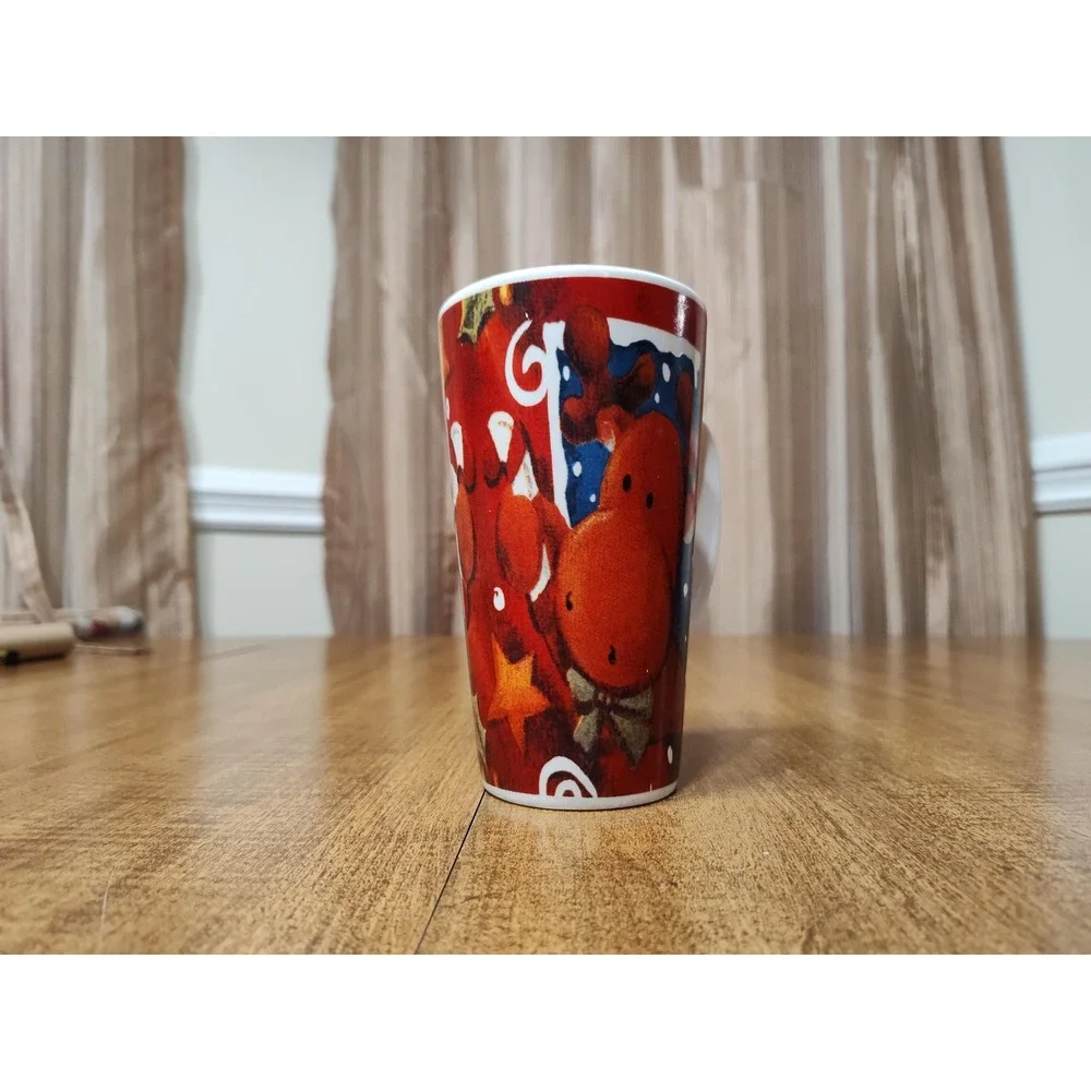 Candy Cane Scented Candle Handmade 16 oz Ceramic Reindeer Christmas Latte Mug